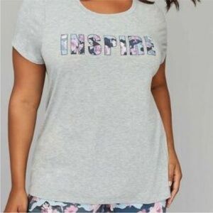 LIVI Active | Lane Bryant | Womens Heather Gray ‘Inspire’ Graphic Tee size 26/28